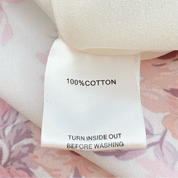 SOFIA THE LABEL white pink floral print GG tie front puffy sleeve mini dress - Picture 11 of 12